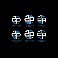 Obraz premium ZP minimalist and classic logo set design. ZP monogram polygonal and circle shape vector. ZP unique design.