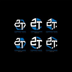 Obraz premium ZT minimalist and classic logo set design. ZT monogram polygonal and circle shape vector. ZT unique design.