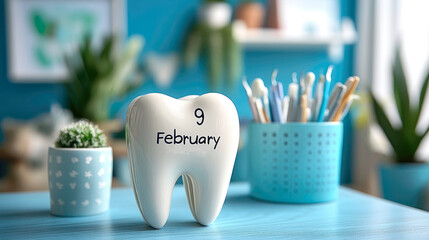 Dentist day concept with white paper teets.