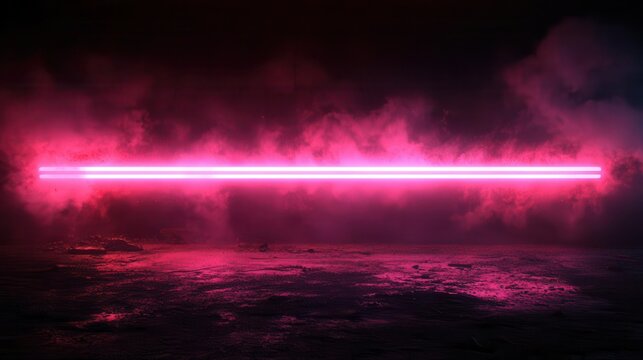 neon ray burst of pink light energy against a dark backdrop, conveying a sense of movement and vibrancy, ideal for futuristic and abstract concepts