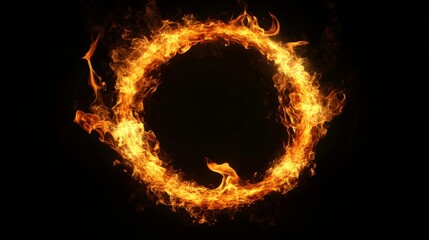 Fototapeta premium fire frame, isolated, black background, generative ai