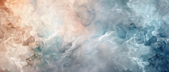 Obraz premium Abstract beige and blue wavy pattern with soft smoky effect. Earth tones gradient.
