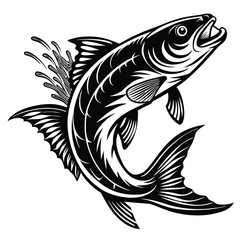 black and white background fish vector