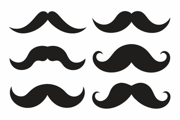 Set of mustache icon vector, Moustache Silhouette	