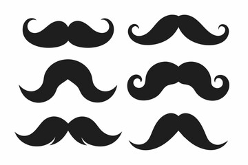 Set of mustache icon vector, Moustache Silhouette	