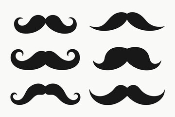 Set of mustache icon vector, Moustache Silhouette	