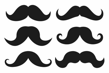 Set of mustache icon vector, Moustache Silhouette	