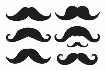 Set of mustache icon vector, Moustache Silhouette	