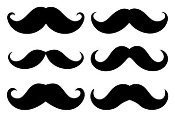 Set of mustache icon vector, Moustache Silhouette	