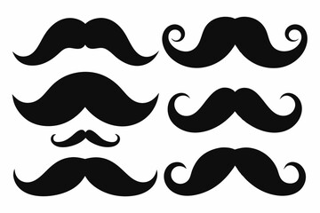 Set of mustache icon vector, Moustache Silhouette	