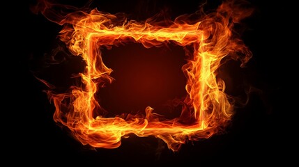 Fototapeta premium square frame with flames around generative ai