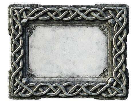 Intricate Celtic Knot Carved Stone Tablet Frame Ideal for Mystical or Ancient Themed Lettering - Powered by Adobe