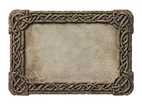 Ornate Celtic Knot Carved Stone Tablet with Blank Copy Space for Lettering or Designs