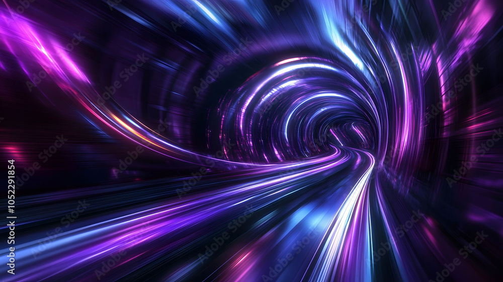 Poster vibrant purple abstract background with glowing textures and dynamic waves, creating a colorful, ene