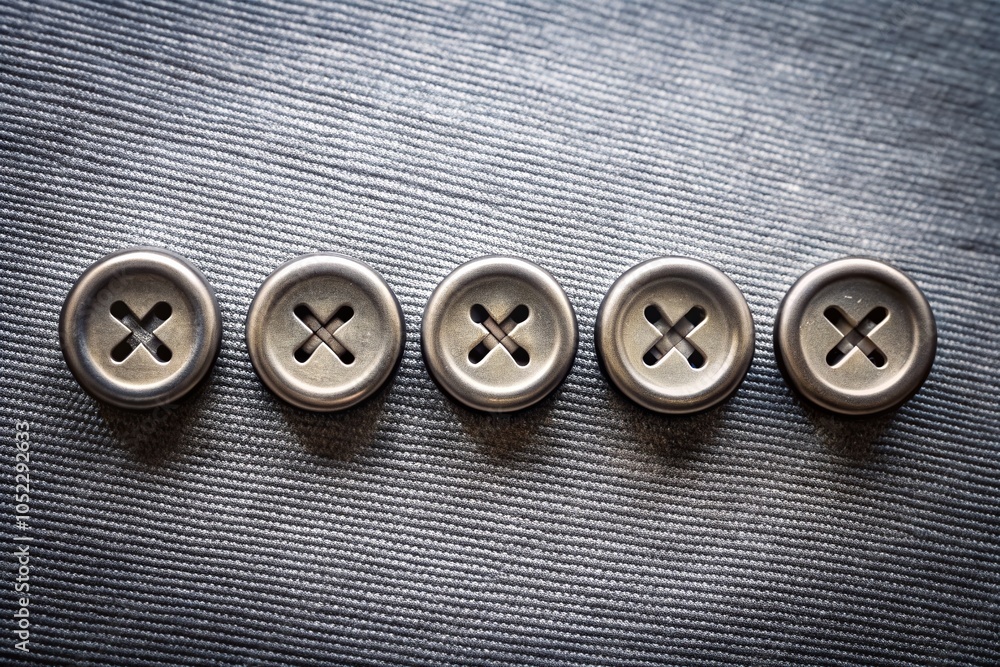 Poster architectural photography of an abstract row of buttons marked with x, modern design for creative pr
