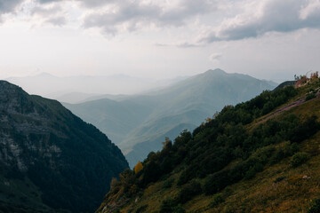 Landscape with clouds in mountains