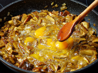 Cooking czech mushroom food smazenice