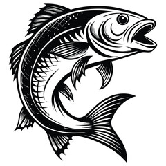 black and white background fish vector