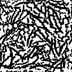 Seamless pattern with black wavy brush strokes