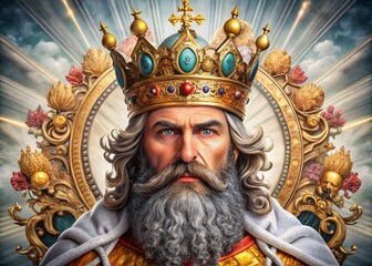 Obraz premium Bearded King Logo Design Featuring Regal Elements and Bold Colors for Branding and Business Identity