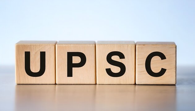 UPSC Written on Wooden Cubes &ndash; Indian Government Exam Concept