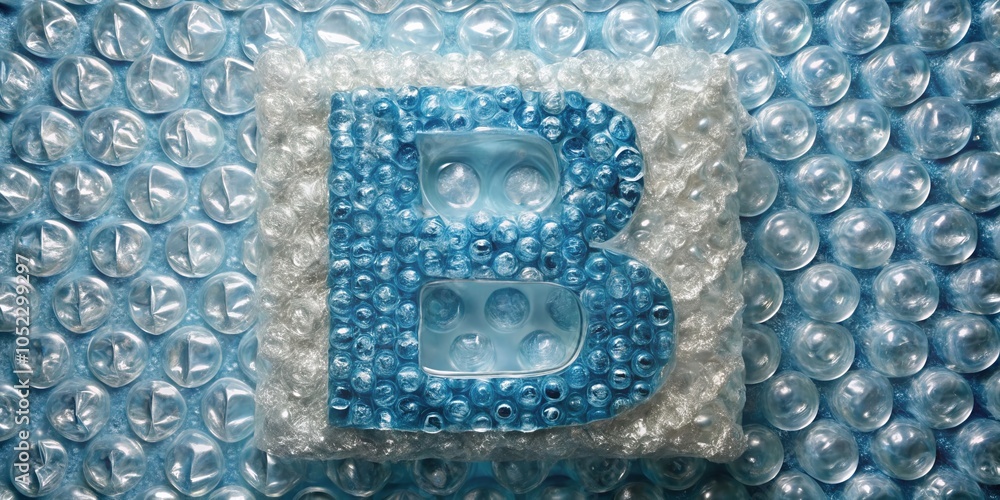Poster b in bubble wrap texture on clear background for creative design and marketing use