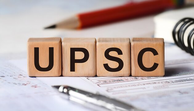 UPSC Written on Wooden Cubes &ndash; Indian Government Exam Concept