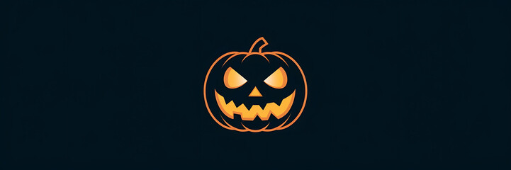 Orange glowing pumpkin on dark background  Halloween celebration  spooky and festive   