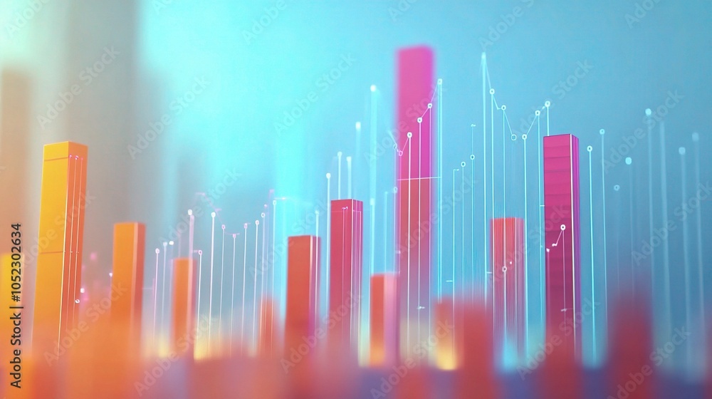 Poster Abstract Data Visualization with Colorful Bars and Lines
