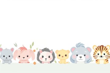 Obraz premium Animals bottom divider cartoon mammal cute.