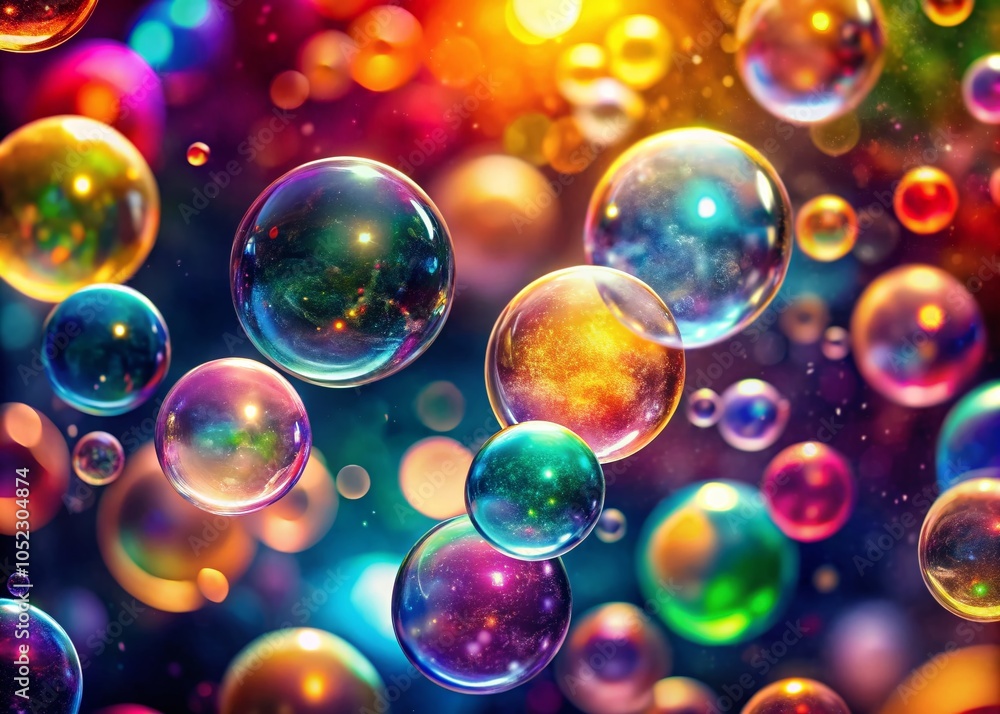 Poster bokeh effect background with colorful bubbles for creative designs and projects