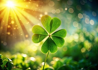 Bokeh Effect Clover Leaf with Lens Flare for St. Patrick's Day Celebration Background