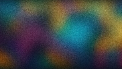Fototapeta premium Dark and Multicolored Abstract Gradient Texture Background with Deep Blending of Purple, Blue, and Yellow Hues and Grainy Noise Effect, Grainy Gradients Style, Vintage Noise, Abstract Background