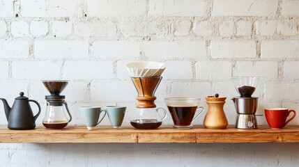 Coffee brewing techniques: A visual guide or demonstration of different coffee brewing techniques, such as pour-over, French press, or Aeropress, targeting coffee enthusiasts.