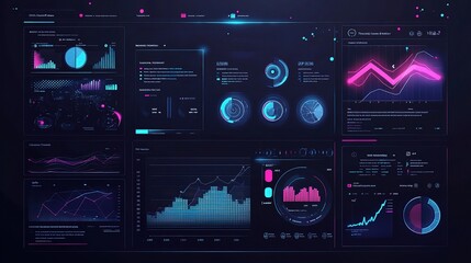 Obraz premium Futuristic Data Dashboard with Graphical Visualizations