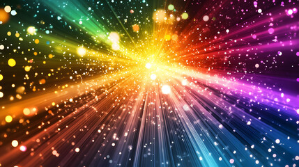 Fototapeta premium Colorful vector illustration of a fast car speeding through a neon-lit night road, leaving a trail of bright light and energy