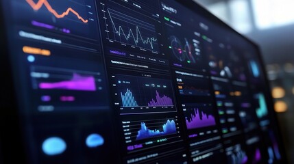 Fototapeta premium Data Analysis Dashboard with Colorful Graphs and Charts