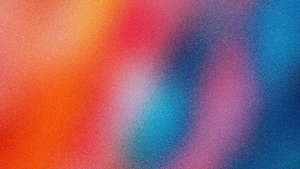 Bright rainbow gradient background with vivid red, blue, and orange hues, enhanced with grainy texture for a lively abstract effect, Grainy gradients style, vintage noise, abstract background