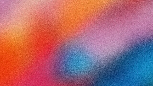 Bright rainbow gradient background with vivid red, blue, and orange hues, enhanced with grainy texture for a lively abstract effect, Grainy gradients style, vintage noise, abstract background