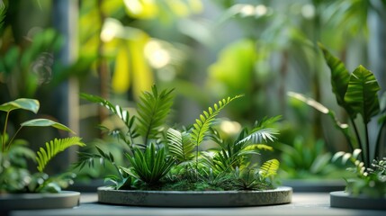 Lush greenery featuring various plants in modern planters amidst a serene environment, perfect for home decor inspiration.