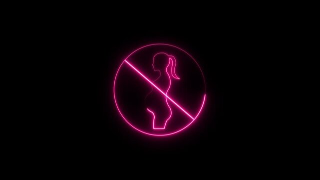 Neon abortion icon in line style. Pregnancy loss symbol.Cant have sex sing..