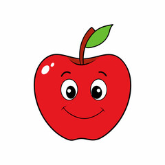 A Red Apple Isolated with smiley face on white background