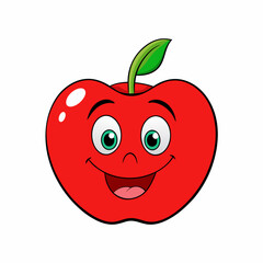 A Red Apple Isolated with smiley face on white background