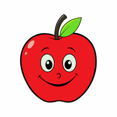 A Red Apple Isolated with smiley face on white background