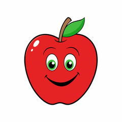A Red Apple Isolated with smiley face on white background