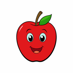 A Red Apple Isolated with smiley face on white background
