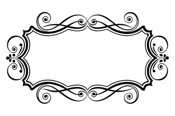 Black color Rectangular calligraphic frames set white background