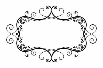 Black color Rectangular calligraphic frames set white background