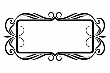 Black color Rectangular calligraphic frames set white background