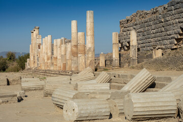 Magnesia Ancient City ruins on Maeander, an ancient Greek city in Ionia. Aydin, Turkey.